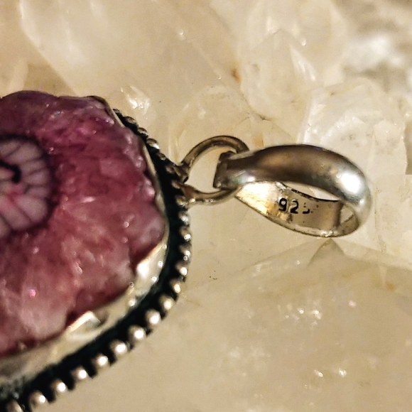 NWOT Natural Solar Quartz Pendant .925 Sterling Silver Overlay - Picture 7 of 8